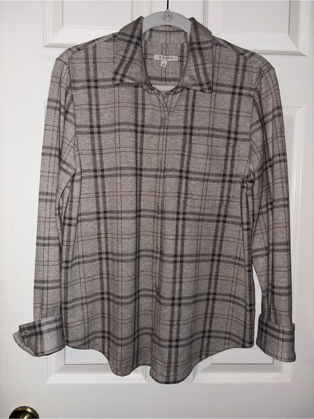 Z Supply Women's Gray Plaid Button-Down Shirt